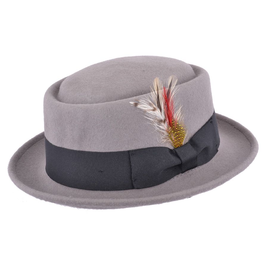 Grey Pork Pie Classic Hat